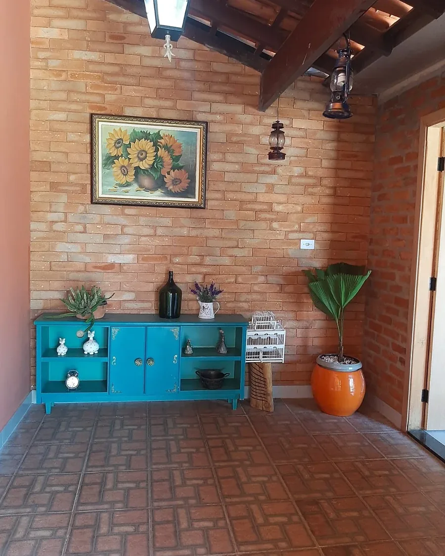 Varanda decorada com Brick Terra Cerrado